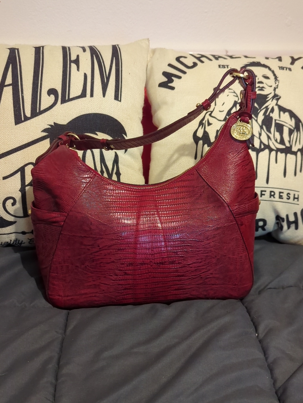 Authentic Brahmin Red Leather Hand‎ Bag - CLEAN!